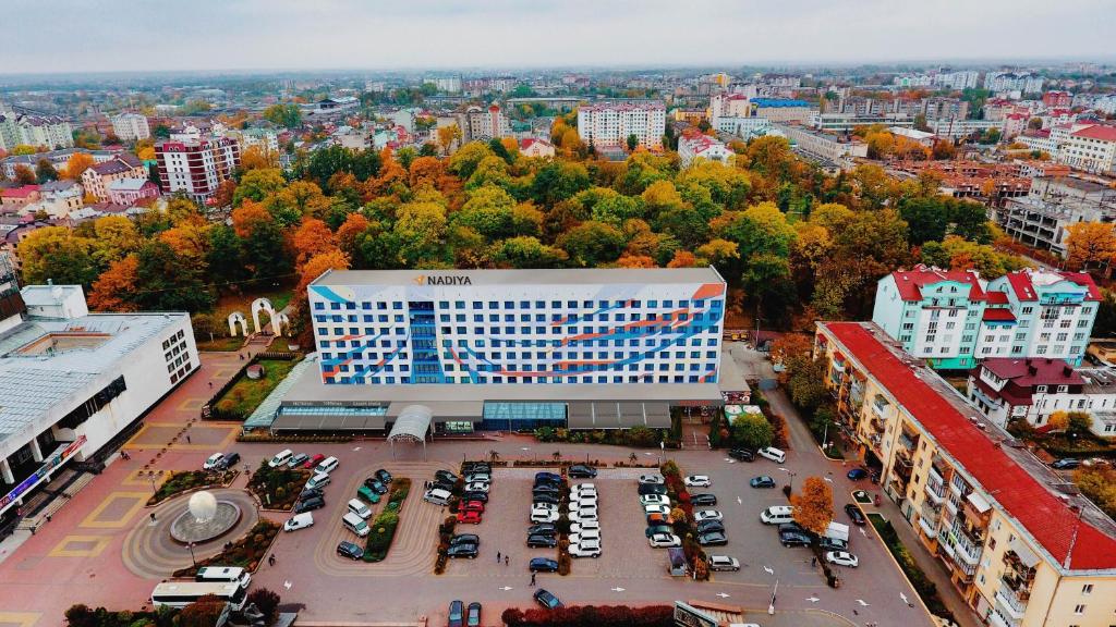 an aerial view of a building in a city at Nadiya Hotel in Ivano-Frankivsk