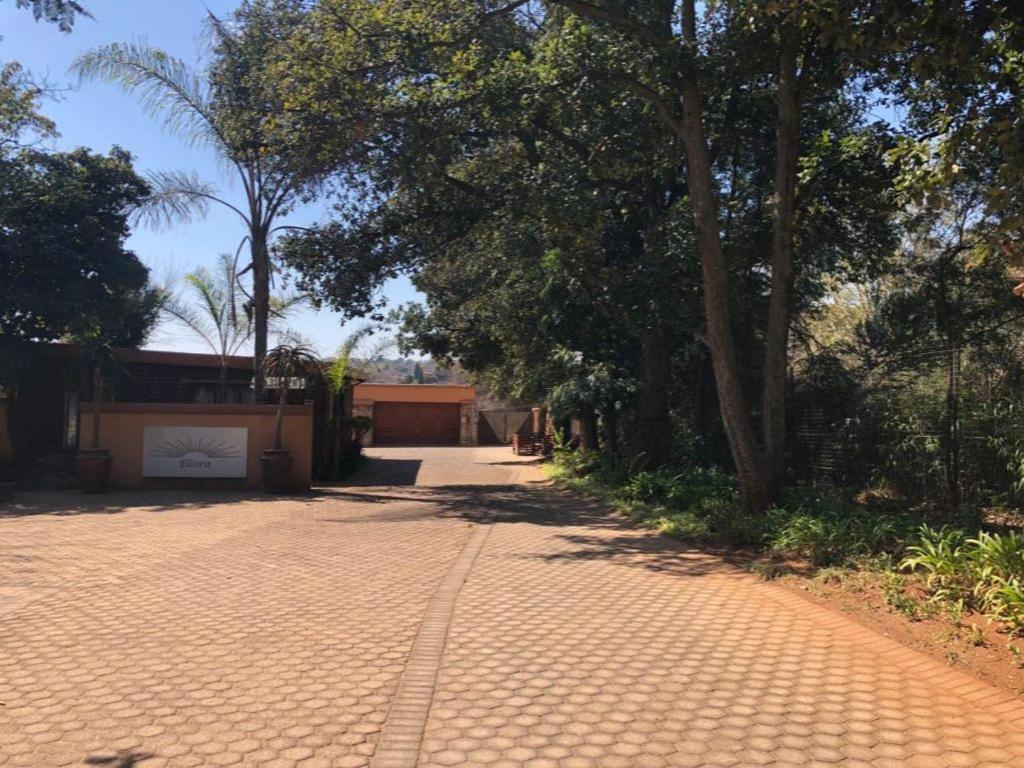 a brick driveway with trees on the side of a house at Eliora in Randfontein