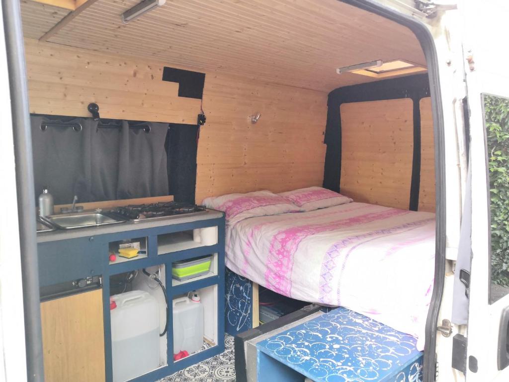 Double bed in a campervan