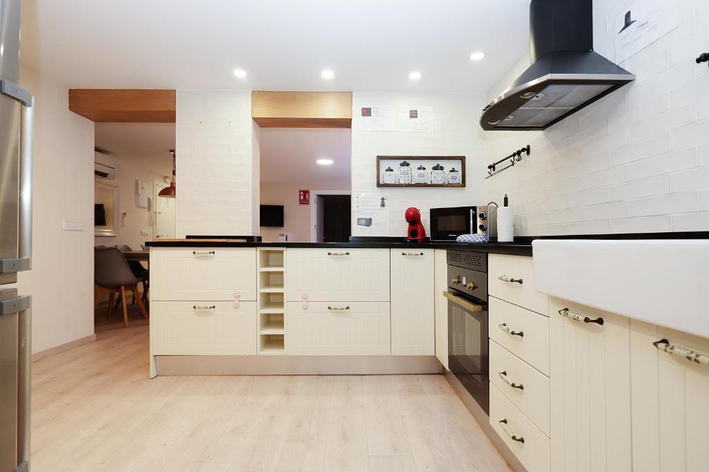 A kitchen or kitchenette at Fantástico Piso en La Latina, Madrid 6 personas