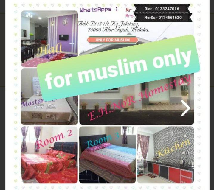 a collage of pictures of a room with a bed at Nor Su Homestay in Kampong Alor Gajah