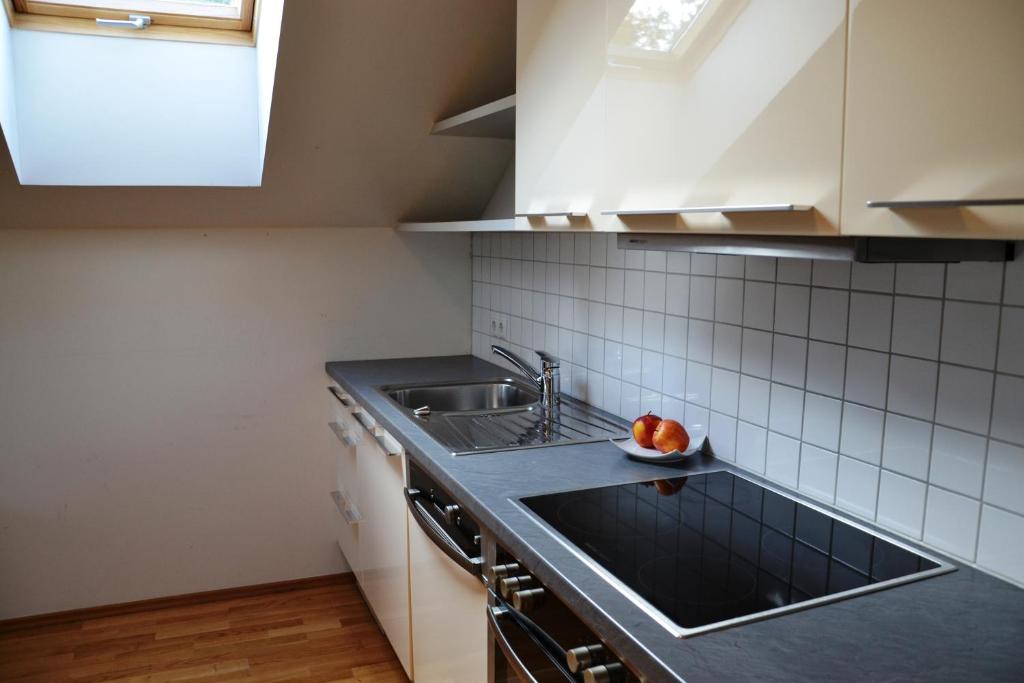 Kuchyň nebo kuchyňský kout v ubytování Ferienwohnung Wüstner