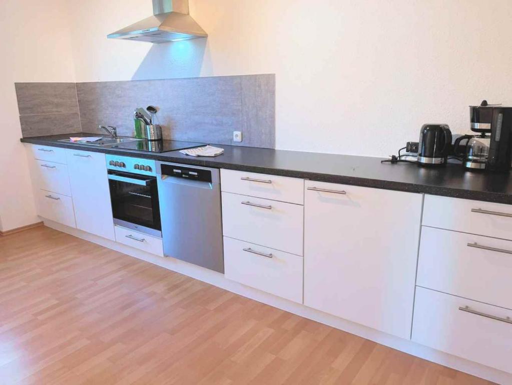 Kuchyň nebo kuchyňský kout v ubytování Holiday Apartments Brachttal