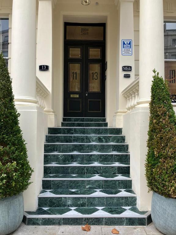 a front door with stairs in front of a building at MSK Elite in London