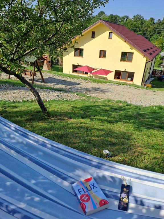 a house in the background with a bench in the foreground at Viata la Tara Cerna in Cerna
