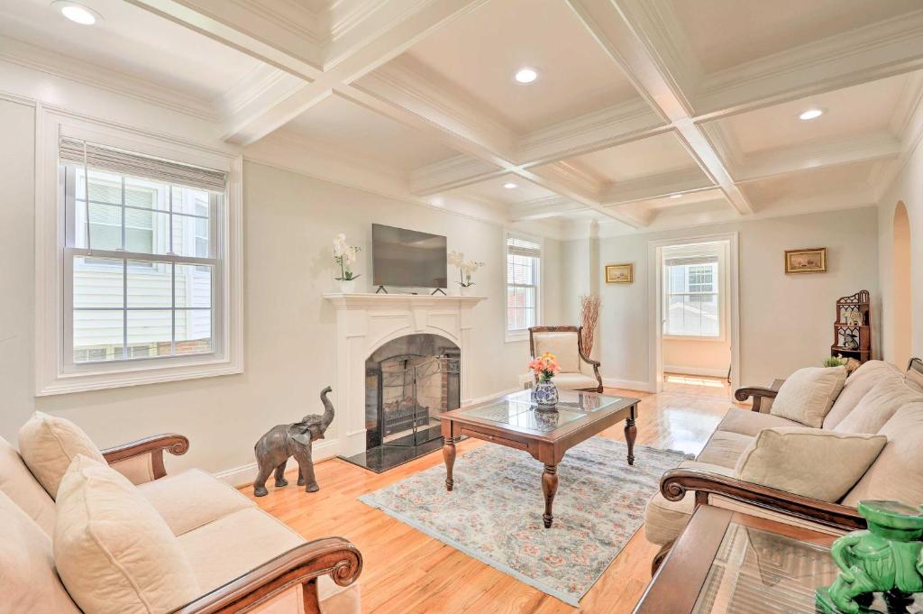 a living room with a fireplace and a tv at Spacious DC Family Home 6 Mi to Capitol Hill in Washington, D.C.