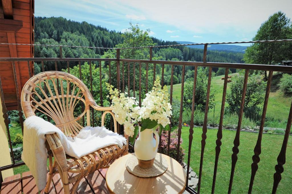 Balkón nebo terasa v ubytování Hortenzie