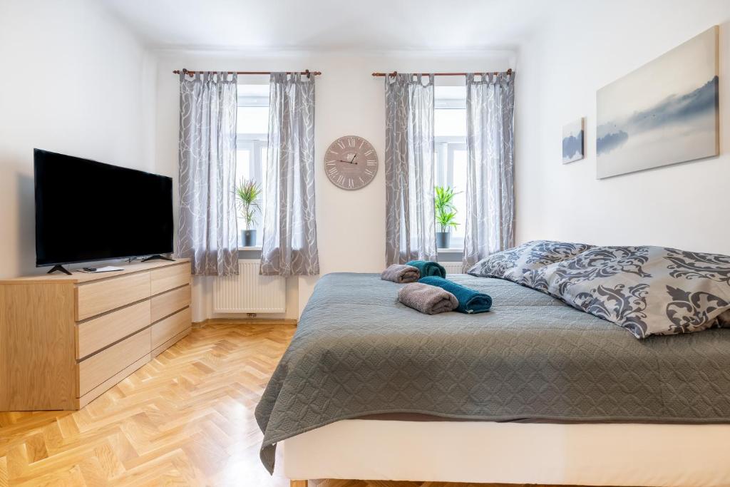 TV a/nebo společenská místnost v ubytování revLIVING Apartments Eggenburg