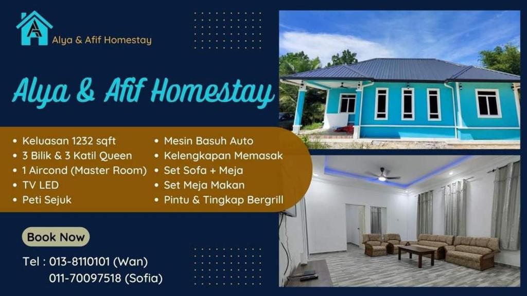 um folheto para uma casa à venda em aliya e arte homónima em Alya&Afif Homestay em Papar