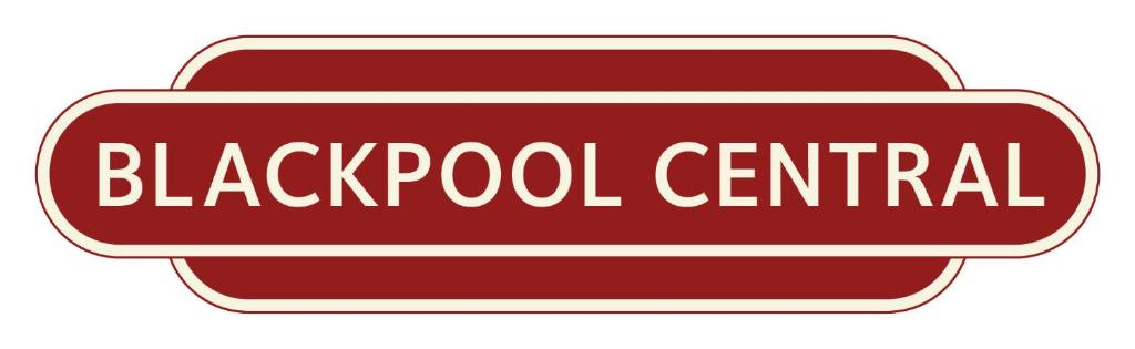 a red sign with the word blackpool central at Blackpool Central Apartments 2 Bedroom FF in Blackpool