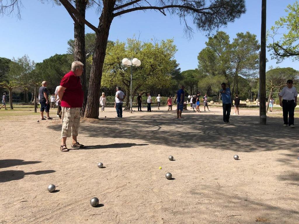 a group of people playing baseball in a park at Camping Oasis Village in Puget-sur-Argens