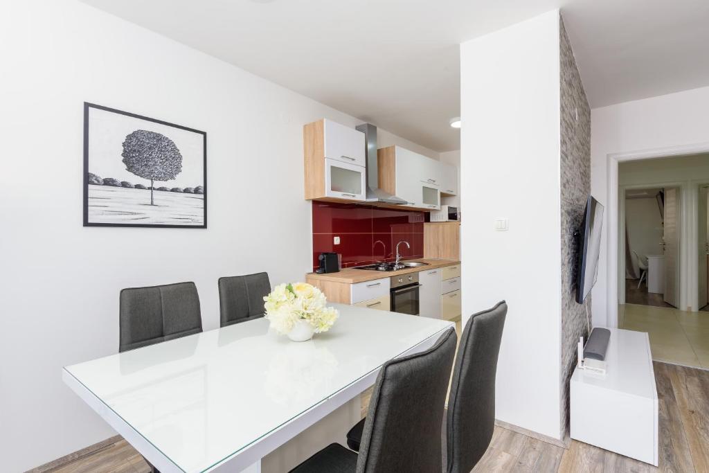 Kuchyň nebo kuchyňský kout v ubytování Apartment Tina