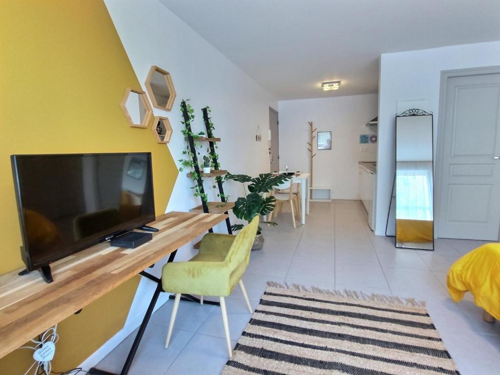 Televízia a/alebo spoločenská miestnosť v ubytovaní Studio LE JUNGLE - ROISSY CDG - Parc Astérix - PARIS
