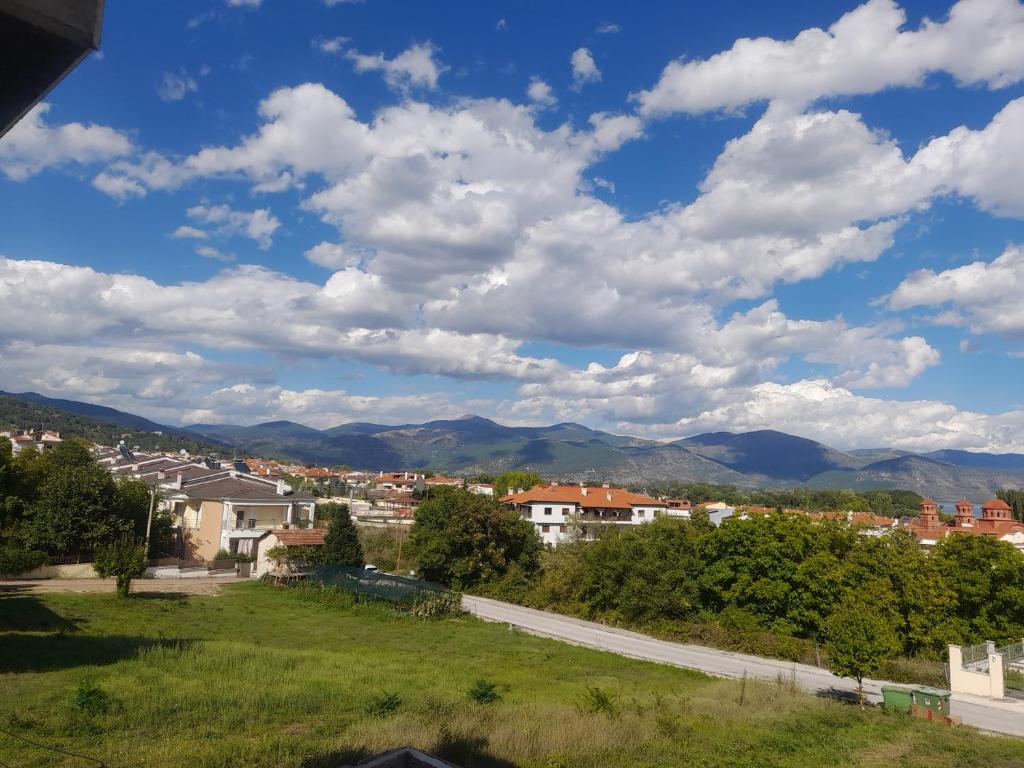 a view of a city with mountains in the background at chloi house in Kastoria