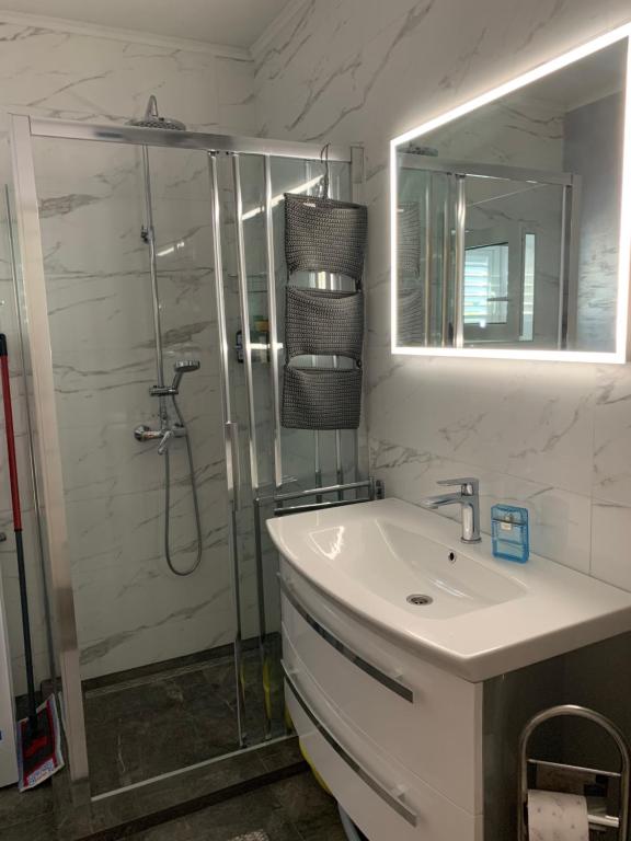 Koupelna v ubytování Apartman Magica