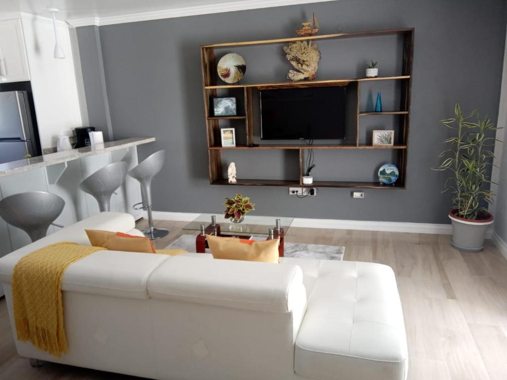TV a/nebo společenská místnost v ubytování JemmRose Suites