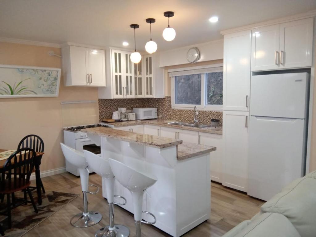 Kuchyň nebo kuchyňský kout v ubytování JemmRose Suites