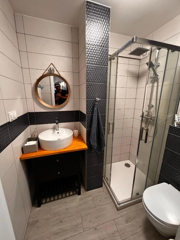 Kúpeľňa v ubytovaní Przyjemny apartament nad zalewem