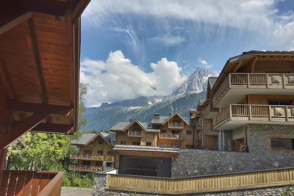 a view of a resort with a mountain in the background at Slopes Of Les Houches 25 M With Balcony in Les Houches