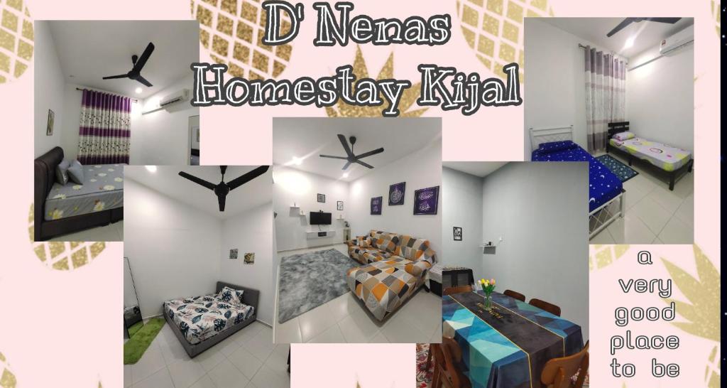 a collage of pictures of a room at D'Nenas Homestay Kijal in Kijal