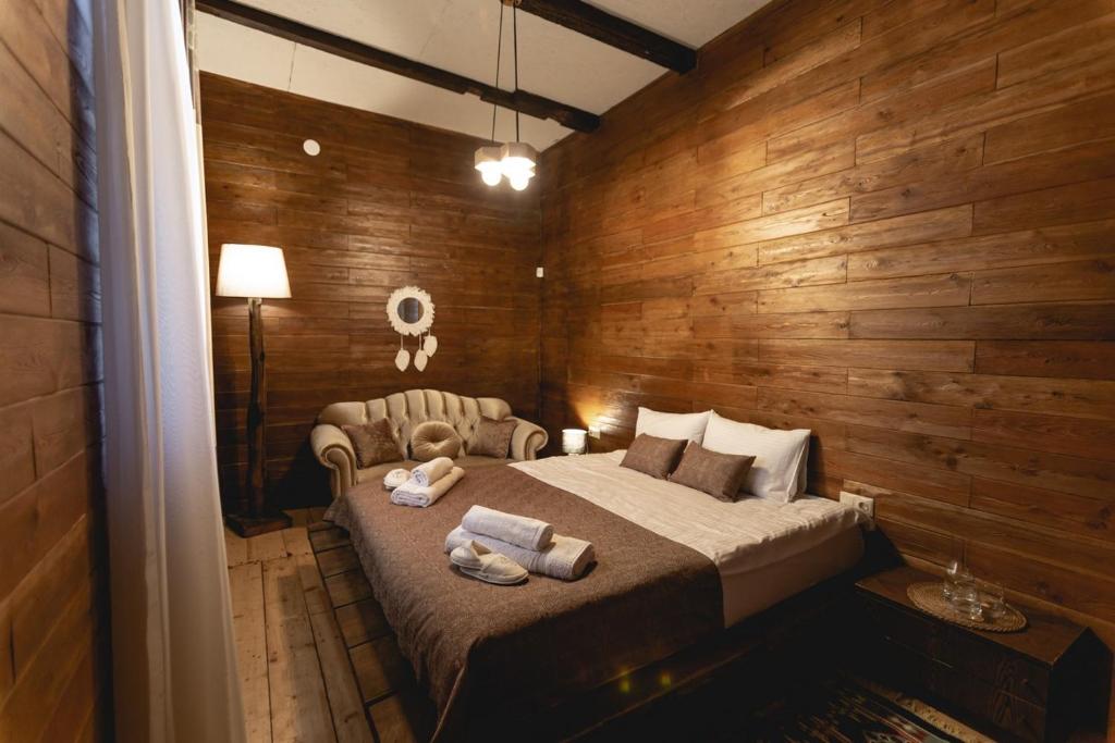 Postel nebo postele na pokoji v ubytování CHALET PANORAMA NIKORTSMINDA