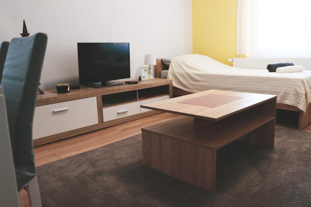 Televízia a/alebo spoločenská miestnosť v ubytovaní Apartman Viljevac, Donji Miholjac