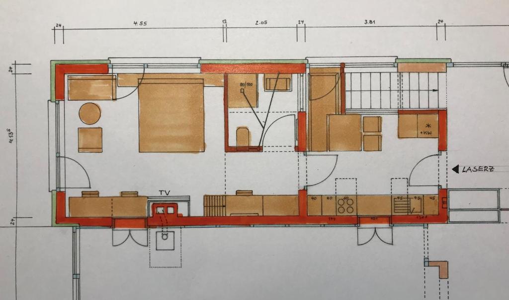 Načrt razporeditve prostorov v nastanitvi Kieferhof