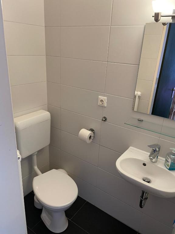 Koupelna v ubytování Talstation Heumöderntal