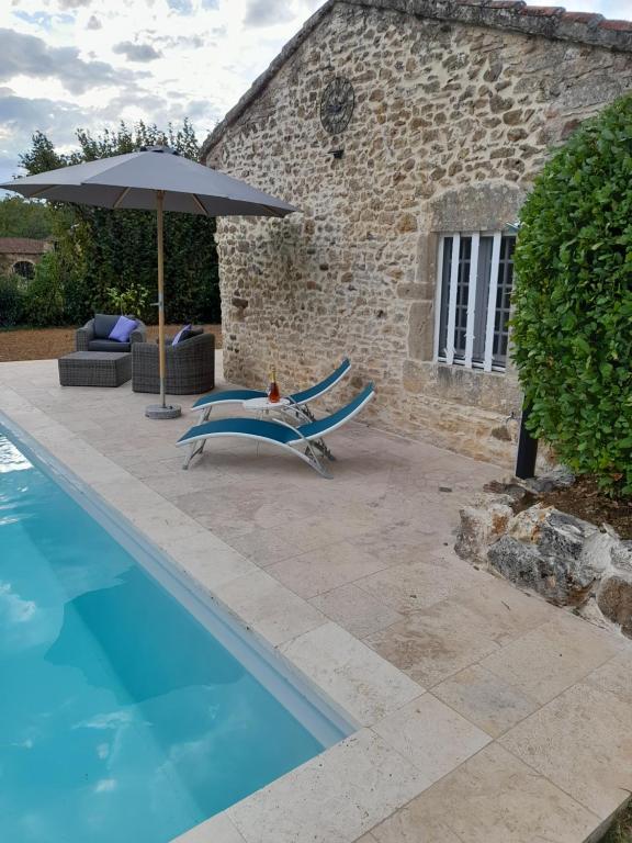 Basen w obiekcie La petite maison bleue avec piscine lub w pobliżu