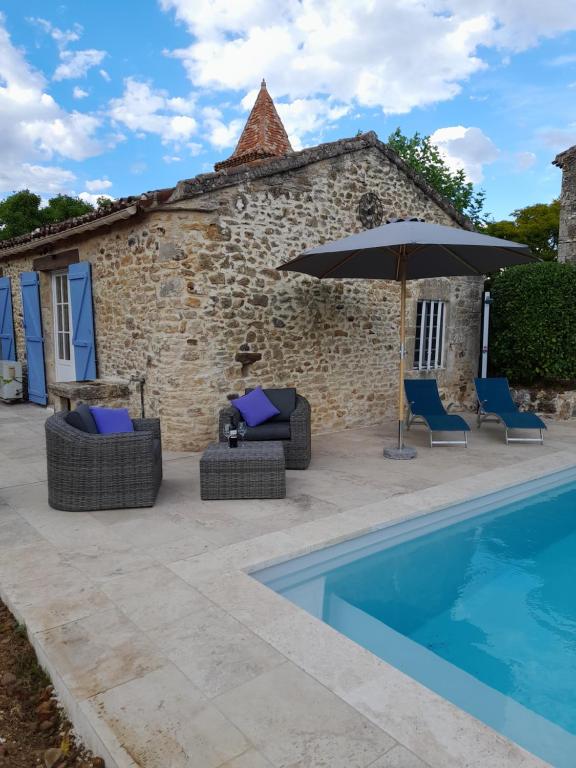 Basen w obiekcie La petite maison bleue avec piscine lub w pobliżu