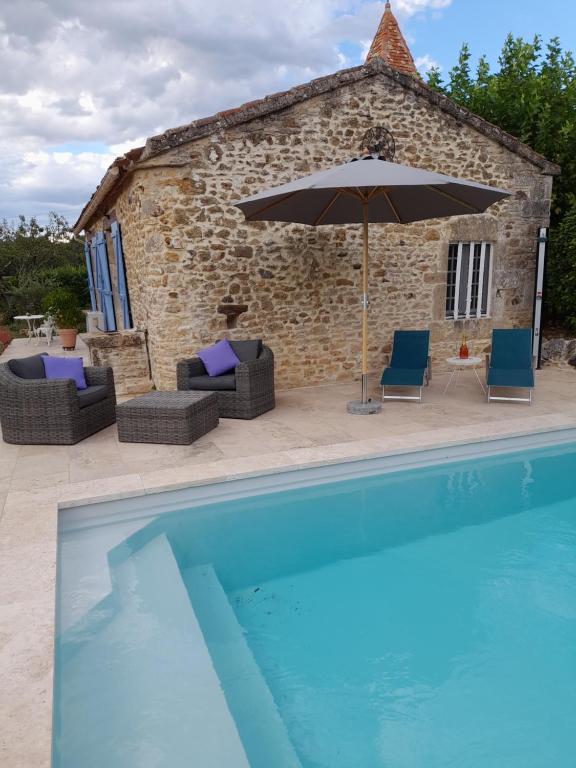 Basen w obiekcie La petite maison bleue avec piscine lub w pobliżu
