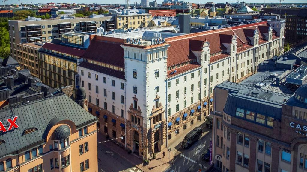 an aerial view of a city with buildings at Radisson Blu Plaza Hotel, Helsinki in Helsinki