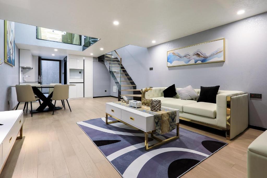 Posezení v ubytování Shenzhen Fashion LOFT Apartment