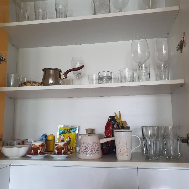 Kuchyň nebo kuchyňský kout v ubytování Apartment Lasta