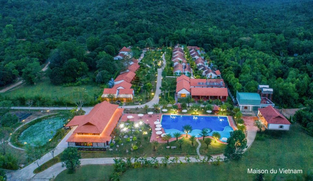an aerial view of a mansion with a swimming pool at Maison Du VietNam Resort & Spa in Phu Quoc