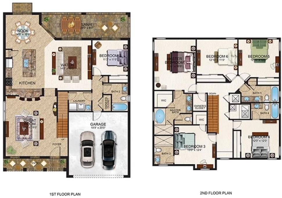 a floor plan of a house with at 371-Luxury Villa with POOL in Orlando