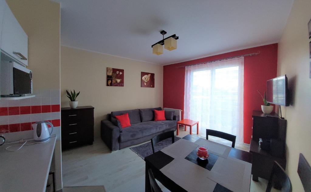 Televízia a/alebo spoločenská miestnosť v ubytovaní Apartament Zdrojowy Jastrzębia Góra