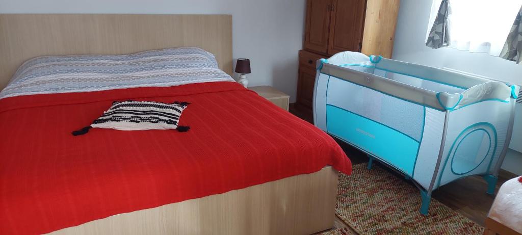 Postel nebo postele na pokoji v ubytování La numărul 100, Nămăești