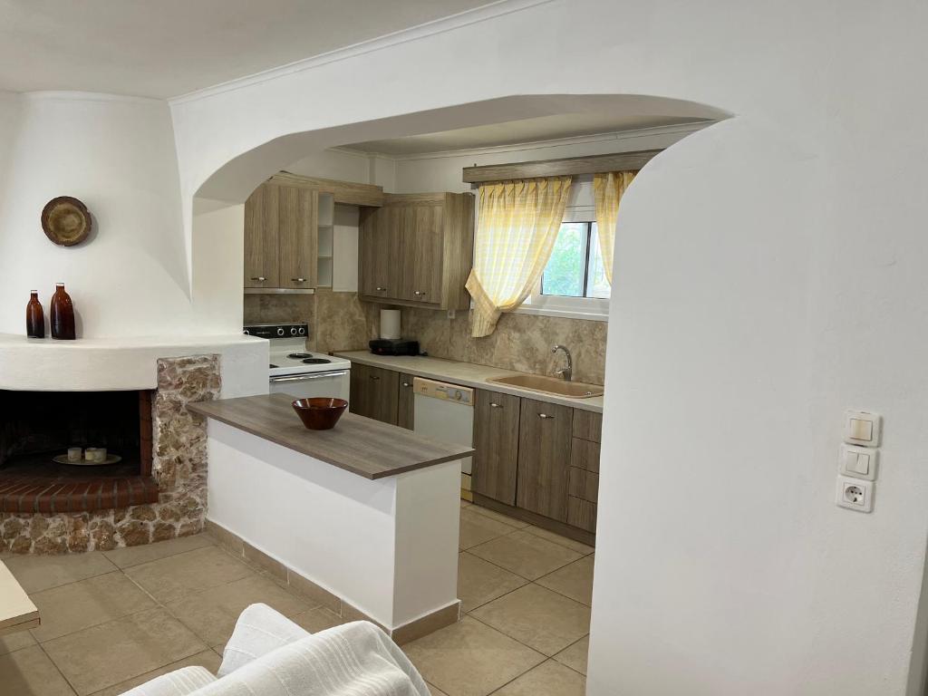 Kuchyň nebo kuchyňský kout v ubytování Selinia Villa Nikos Gianna