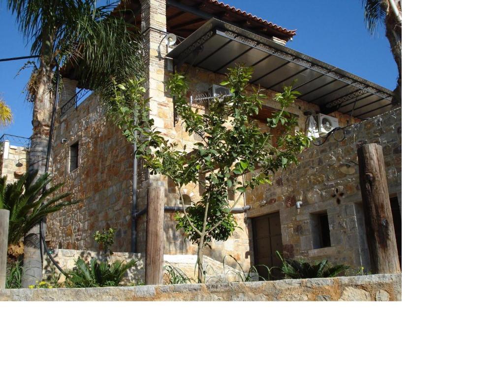 an old stone building with a tree in front of it at Athina EcoFarm in Ancient Epidauros