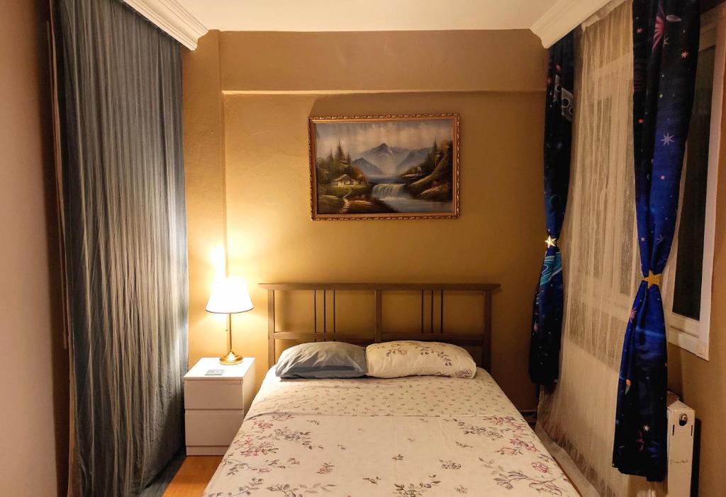 a bedroom with a bed and a picture on the wall at USKUDAR Home in Istanbul