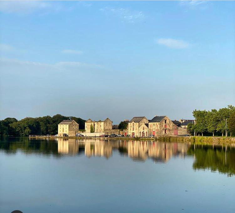 a large body of water with houses and buildings at Riverfront Apartments at The Blue Goat Ramelton in Ramelton