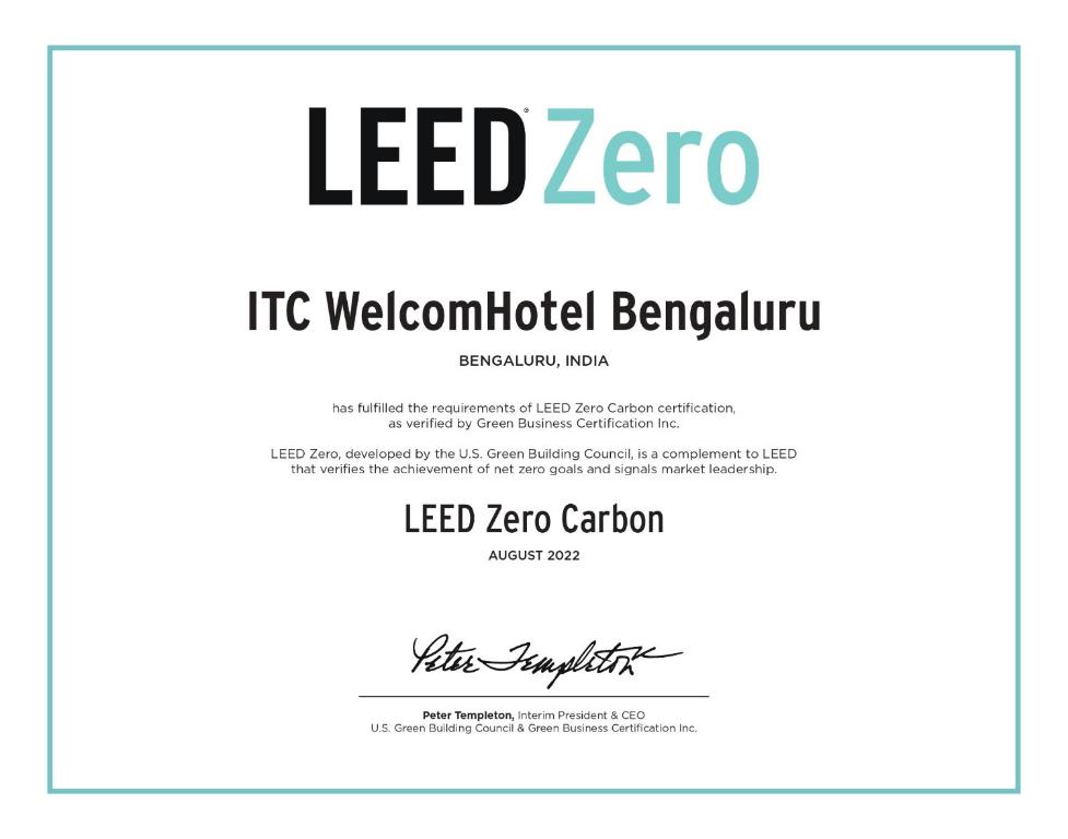 Certifikát, hodnocení, plakát nebo jiný dokument vystavený v ubytování Welcomhotel by ITC Hotels, Richmond Road, Bengaluru