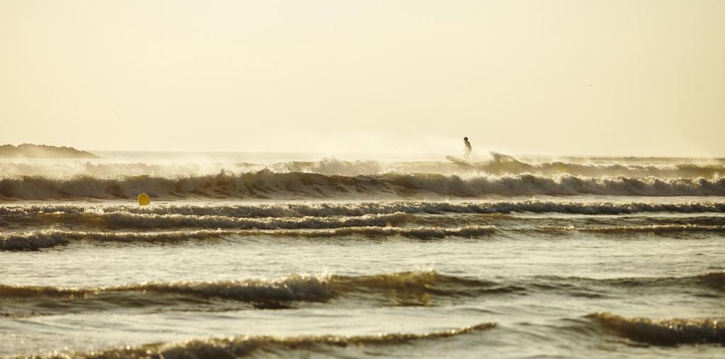 a person riding a wave in the ocean at Nature et decouverte a Brem sur Mer in Brem-sur-Mer