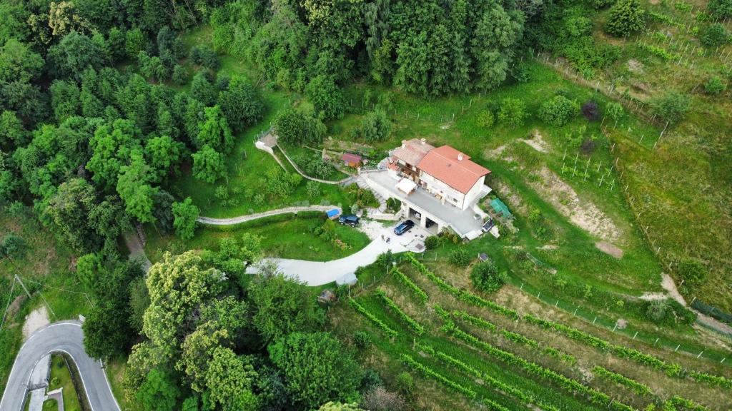 una vista aerea di una casa nel mezzo di una foresta di Locazione turistica - B&B- Cocodè a Miane