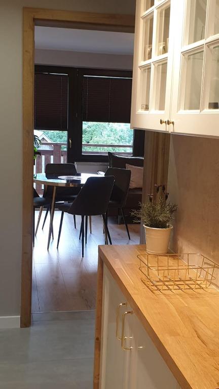 Kuchyň nebo kuchyňský kout v ubytování GOLD apartamenty & spa
