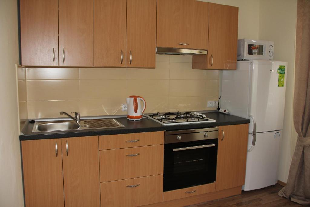 Kuchyň nebo kuchyňský kout v ubytování Jurincom apartments