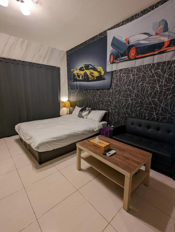 Postel nebo postele na pokoji v ubytování 一中宿屋