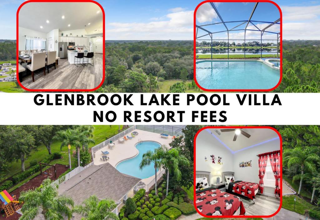 a collage of photos of a villa and a resort at Glenbrook Pool Lake Home in Orlando