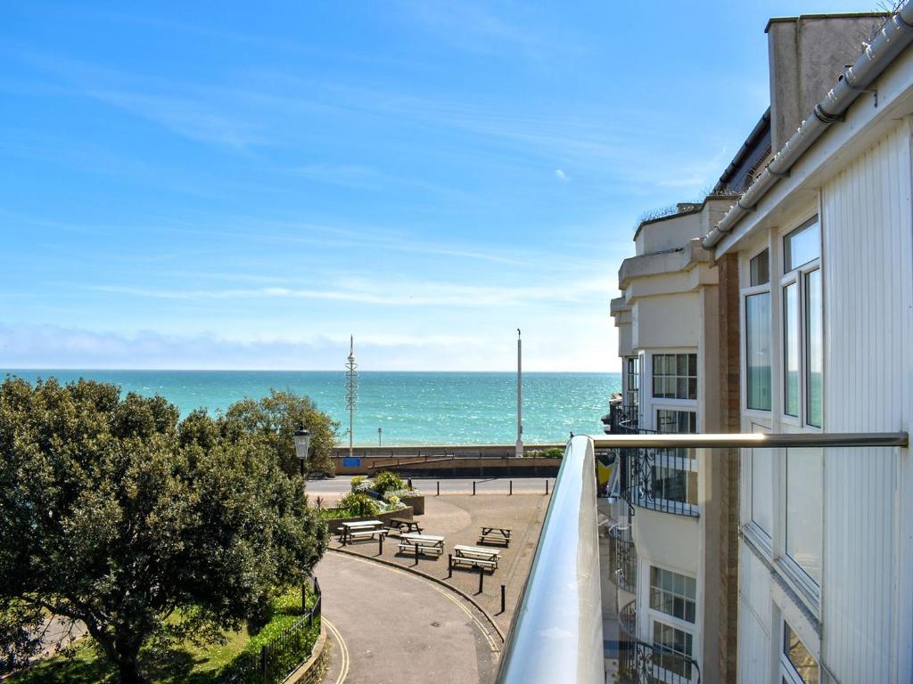a view of the ocean from a balcony of a building at Sea View in Bognor Regis